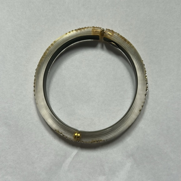 Alexis Bittar Yellow Lucite Crystal Dust Hinged Bracelet - Picture 5 of 6